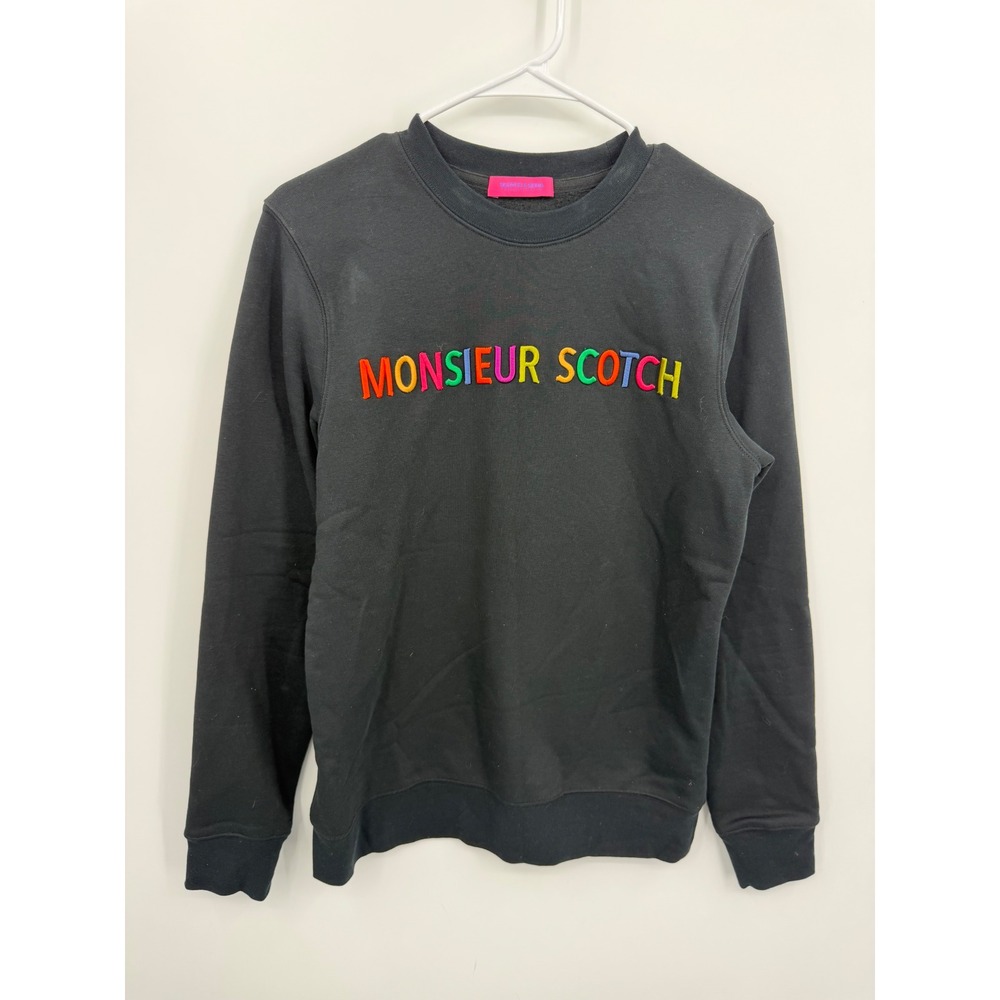 Scotch & Soda Monsieur Scotch‎ Sweatshirt Mens Medium Black Rainbow Embroidered